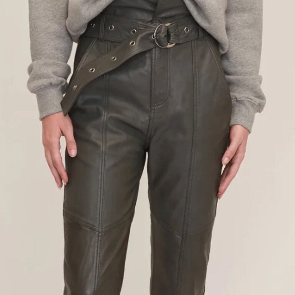 Marissa Webb Anniston Leather Pant in Charcoal